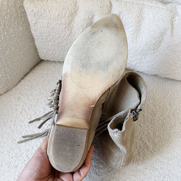 Seychelles‎ Good Advice Leather Suede Fringe Boots Ankle 7.5 Beige - Picture 8 of 9